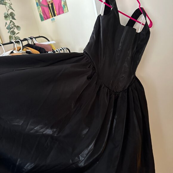 Shiny Taffeta Lace-Up Midi Dress LULUS XL NWT - Picture 2 of 6